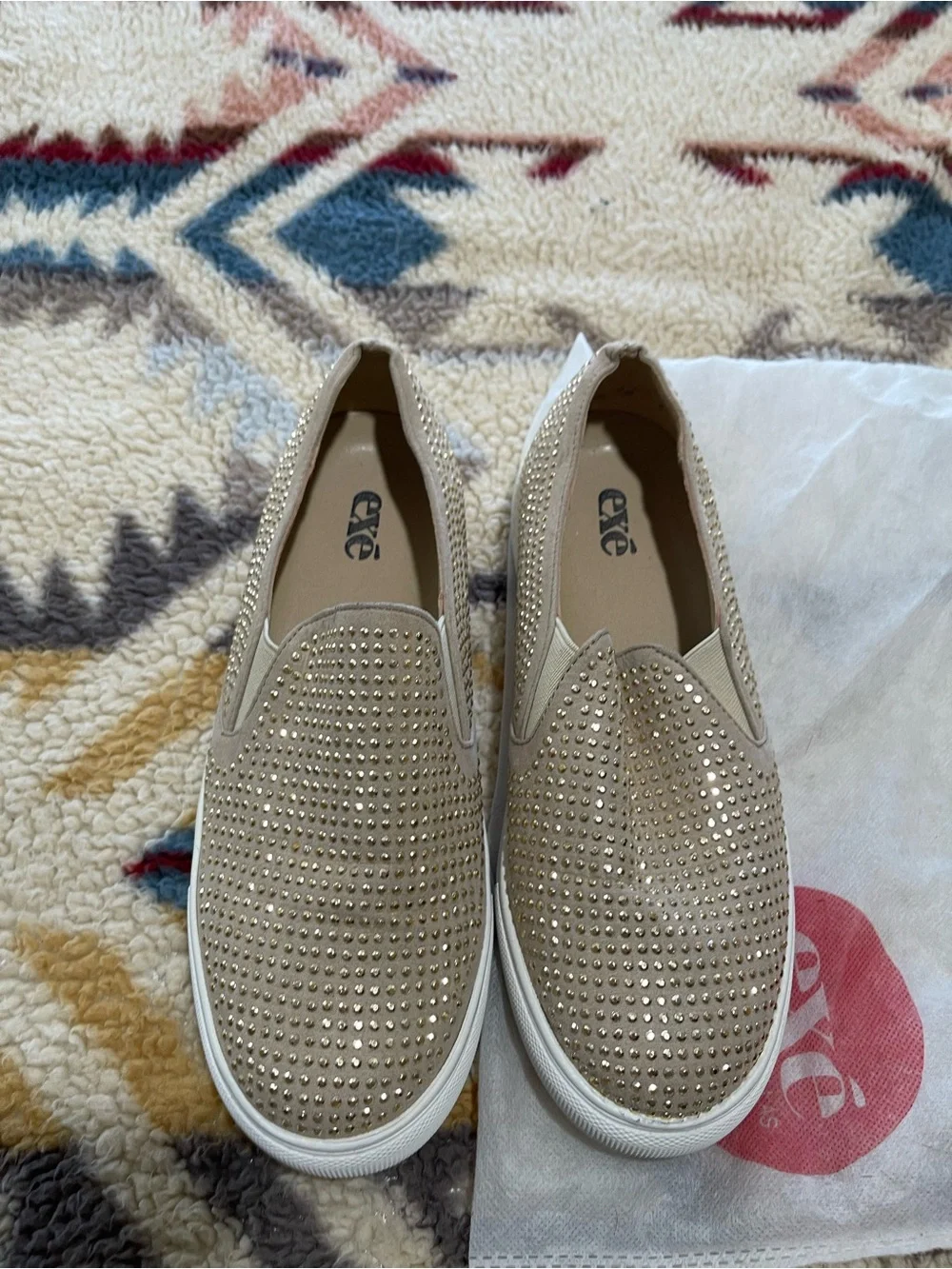 EXE by Tsakiris Mallas Beige Embellished Slip-On Sneakers | EU 39 ✨